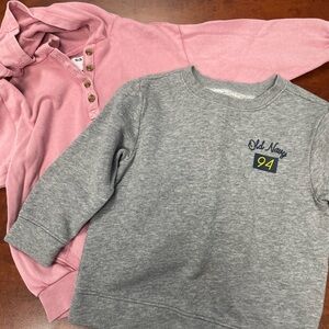 Old Navy Kids Pink Hoodie and Gray Sweatshirt Set